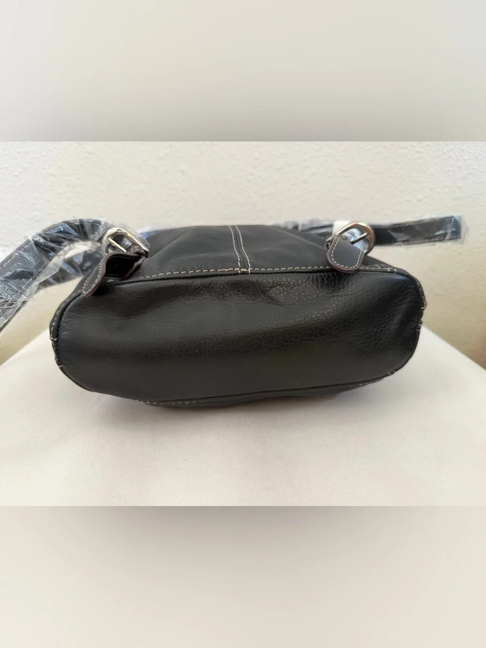 NEW Tignanello Black Leather Small Backpack Purse Zip Pockets 11x9x3